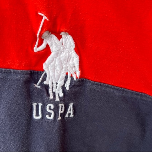 VINTAGE LRL RUGBY BIG PONY STRIPE SHORT SLEEVES POLU SHIRT LARGE NAVY BLUE RED - Picture 2 of 6